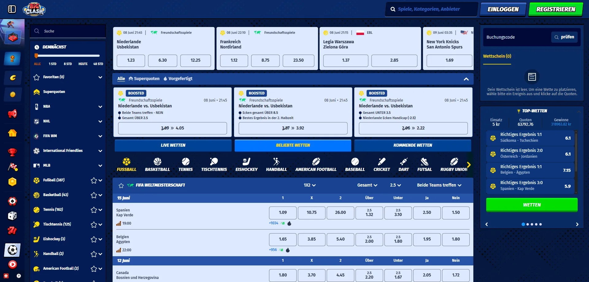 BigClash Casino Sportwetten – Live-Wetten und Top-Quoten in der Schweiz